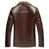 男性カジュアルファーカラージッパー厚い革のジャケットの男性の屋外の肥厚フェイクの毛皮の暖かい防風ウィンターコート211119