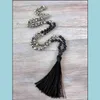 Pendentif Colliers Pendentifs Bijoux 108 Mala Perle Collier Mat Noir Onyx Noué À La Main Noir Mens Prière Yoga Méditation 210323 Drop Deli