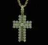 Collana con pendente a croce baguette da uomo placcato in oro 14 carati Soild gioielli hip-hop con diamanti ghiacciati reali per regali da uomo donna
