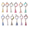 Silikon Beaded Bangle Keychain med tofs för kvinnor Party Favor, Wristlet Key Ring Bracelet DHL CN27