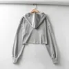Sweatshirt Women Hooded Long Sleeve Jacket Spring Latest High Waist Loose Casual Cropped 210628