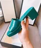 2021-S Women Rubber High Heel Slide Sandal 6cm Platform Slipper Pink Green Candy Colors Outdoor Beach Slides Slippers Flip Flops With