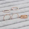 Kvinnor bröllop smycken vintage glittrande ros kristall strass stapel ring set bohemiska ringar band289s