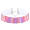 Laser Reflektieren Regenbogen Halsband Halskette Halsbänder Sexy Frauen Halsketten Gürtel Mode Schmuck Hals Ketten Band Will und Sandy