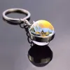 Snöhus Keychain Double Sides Julgran Glas Boll Nyckel Kedja Bil Keyring Julklapp G1019