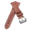 20mm 22mm 24mm Watchbands Handmade Vintage Mężczyźni Kobiety Soft Oryginalna Skórzana Pasek ze zegarek ze stali nierdzewnej Srebrne klamry H0915