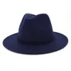 Solidny kolor Jazz Hats Cowboy Hat for Women and Men Winter Fashion Red with Black Wool Bowler Fedora Hurt