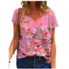 Women's T-Shirt 2022 Fashion Women 3D Butterfly Print T Shirt Loose Plus Size Casual Tops Summer Oversized Ladies Short Sleeve V-Neck Tee