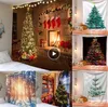 Jul Tapestry Snowflakes Santa Claus Winter Night Hängande tyg Eldstad Täcker Gåvor Xmas väggdekorationer för hem