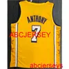 No.7 Anthony Yellow V-ネックとその他のスタイルバスケットボールジャージの刺繍XS -5XL 6xl