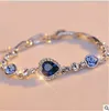 Fashion Blue Crystal Bracelet Link Chain Ocean Heart Colorful Crystal Bracelets Jewelry