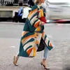 Trench Coat for Women Long Sleeve Colorful Print Fashion Autumn Winter Streetwear Casual Plus Size 210513
