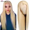 Ishow 13x4 Transparent Lace Front Perruque Full Lace Perruques de Cheveux Humains 13x1 T Partie Blonde Couleur 613 Corps Lâche Vague Profonde Droite 10-30 pouces pour les Femmes