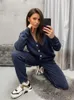 HLBCBG Kvinnor Stickad Tracksuit Turtleneck Sweater Casual Suit Autumn Winter 2 Piece Set Knit Pants Sporting Suit Femme Clothing 210331