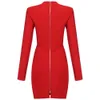 Arrival Winter Women Sexy Designer Christmas Full Sleeve Red Bandage Dress Ladies Elegant Bodycon Party Vestido 210527