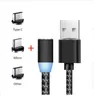 Alta calidad 3 en 1 cables de teléfono magnético Línea de cargador 2A Nylon Cable de carga rápida Tipo C Cable de cable Micro USB para Samsung S21 Celular Accesorios