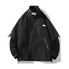 Japonya Tarzı Kazak Beyaz Siyah İlkbahar Sonbahar Ceket erkek Streetwear Bombacı Giysileri Sahte İki Adet Büyük Boy 5XL 6XL 7XL 211013