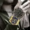 Armbanduhren Oulm Big Dial Watch Männer Männliche Gold Armband Quadrat Goldene Chronograph Uhren Uhren Relogio Masculino 2021