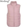 Bang Matt Stof Vrouwen Mouwloze Ultra Licht Down Vest Vrouwen Witte Duck Down Vest Vrouwelijke Stand Kraag Slim Warm Warme Coat 211130