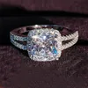 100% 925 Sterling Silver engagement wedding promise Ring for Women pink blue fashion finger original design Jewelry R886