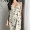 Koreaanse mouwloze jurk zomer vrouwen sundress v-nek strand stijl losse sexy bloemen print vintage lange 8786 50 210506