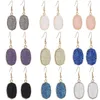 2022 new Resin Druzy Drusy Charms Earrings Designer Oval Hexagon Fashion Dangle Earring for Women Party Gift