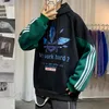 İlkbahar Sonbahar Erkekler Hoodies Erkekler Rahat Baskılı Tişörtü Erkek Kişilik Renk Eşleştirme Moda Kazak