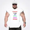 Ditt eget design Märke / Bild Anpassad Mens Diy Cotton Tank Top Bodybuilding Ärmlös Skjorta Gym Fitness Training Clothing 210421