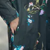 Johnature Women Print Floral Dress Linne Varm Vintage Robes Fleece Vinter Långärmad Kinesisk stil Tjock Cheongsam 210521