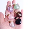 2CM Natural Crystal Stone Perfume Bottle Pendant Pink Crystal Essential Oil Bottles Necklace Fashion Accessories Without Chain