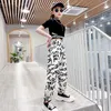 Ensembles de vêtements enfants bébé filles vêtements tenues d'été sweats courts taille croix ruban T-shirt lettre pantalon de survêtement Hip Hop costume