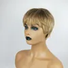Breve parrucca sintetica Simulazione Parrucche per capelli umani Parrucchieri per le donne in bianco e nero Pelucas de Cabello Natural Corto K29