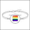 Charm Bilezikler Takı Eşcinsel Lezbiyen Gurur Gökkuşağı Burcu Bileklik Wome Erkek Yuvarlak Cam Bilezik Moda Dostluk LGBT B-Bırak Teslimat