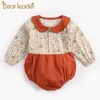 Ours Leader mignon enfant en bas âge bébé barboteuses col claudine nés filles imprimer combinaisons infantile Floral barboteuse printemps vêtements 3M-24M 210708