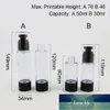30 X 30ml 50ml Rebillable Beauty Airless Plastic Bottle with Black Pump Clear Cover 1oz Cream Containers
