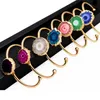 Adjustable Crystal Quartz Bangle Sunflower Design Assorted Color Goldtone Plating Edged Bracelet Heavy Duty Sun Stone Q0719