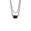 Pendant Necklaces Trend Blackstone Multi Layer For Female Black Gold Tone Dainty Sweater Chain Geometric Simple Jewelry Prom Accessories