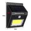 Sol Power Super Bright Cob 24 LED PIR Motion Sensor Vägglampa Utomhus Trådlös Vattentät Lampa