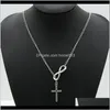 Pendants Jewelry Women Infinity Cross Lucky Number Eight Pendant Necklaces Choker Statement Bib Chain Necklace Lz924 Edi