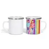 12 oz Sublimation vierge émail tasses à café gobelets portables avec poignée en acier inoxydable tasse à eau boire de l'eau