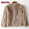 GAREMAY REAL Rabbit Fur Jacket For Women Long Sleeve Plus Size Overcoat Women's Short Real Rabbit Coat Kvinnliga plyschrockar 210925