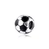 Hele 925 sterling zilveren zwarte emaille voetbal bal bedels past originele pandora armbanden metalen kralen diy sieraden maken