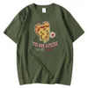 Fashion 2021 Male T-Shirts Spring Summer Tees Shirts Pizza Of My Heart Printing Clothes Oversized Short Sleeved Tee Shirt Men Y0809