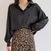 Осень Корейский Свободная длинная рубашка Женская Туника Мода Офис Леди Сплошной Поло Воротник Одежда Женщины S Блузка 11307 210508