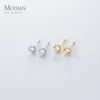 Cute Round Zircon Gold Color Stud Earring for Women Real 925 Sterling Silver Anti-Allergy Ear Pin Fine Jewelry Girl Gift 210707