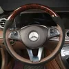 För MERCEDES-BENZ E300L E200L E320L A180L A200L E260L DIY Custom Imitation Mahogany Leather Suede Car Reering Wheel Cover