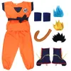 Halloween barn vuxna kostymer son goku cosplay kostym anime superheroes jumpsuit svart hår kostym klä upp y0903