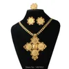 Oorbellen ketting est ethiopisch grote formaat 4pcs sieraden sets gouden kleur trendy Afrikaanse bruiloft voor vrouwen9300054