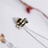 Collana in argento con piccola ape carina e collana con ciondolo Collana con catena di gioielli in cristallo e clavicola d'ape