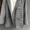 Veste femme costume automne style rétro check ample double boutonnage blazer décontracté femme manteau de haute qualité 210527